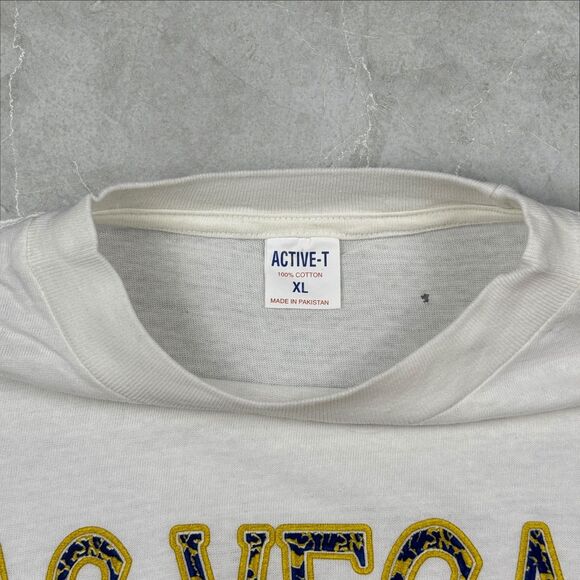 White & Gold Vintage 90s Las Vegas Nevada Destination Graphic Raised Print - XL - Picture 3 of 8